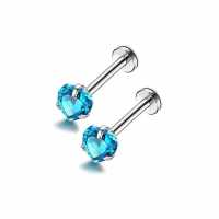 Piercing de titanio g23 para la oreja, pendientes clásicos de moda unisex, piercing para el cuerpo, labret, labio, circonita anodizada, piedras preciosas, 2 piezas - details 7