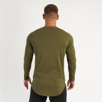 Gym T-Shirt Men Spring Cotton T-Shirt Fitness Men Solid Sports Tshirt O-neck Long Sleeve Tops Men Slim Fit Tee Shirts - details 12