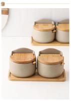 Tarro de Cerámica Japonesa para Especias, Tarro de Bambú para Especias con Tapa y Cuchara, Cocina, Caja para Almacenar Azúcar, Sal y Especias, Recipientes de Cocina para el Hogar, Tarro para Almacenar Especias - details 2