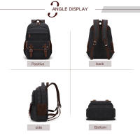 Mochila escolar de lona para ordenador portátil, bolsa de alta capacidad, color sólido, oem - details 3