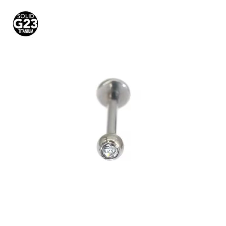 Pendientes de Labios de Titanio Monroe 16g 10mm F136 Helix Tragus Conch Piercing de Cartilaje Joyería Corporal de Metal con Piedra Principal Zirconia Cúbica - 1