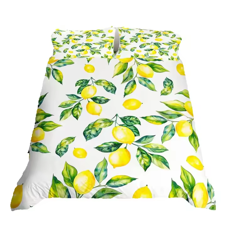Funda de Edredón de Limón Botánico Decoración de Dormitorio Tropical con Cremallera - 1