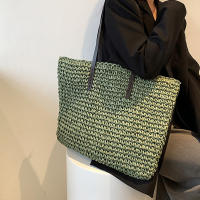 Bolso de playa de verano para mujer bolso de ratán tejido hecho a mano paja de gran capacidad bolso de hombro de cuero para mujer nuevo bohemio - details 14