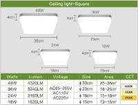 Lámpara LED de techo ultradelgada, candelabro cuadrado impermeable, decoración interior del hogar, 48W, 36W, 24W, 18W, 220V, dormitorio, sala de estar, cocina - details 4