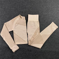 Conjunto de Yoga Sin Costuras Hueco Out para Mujeres Traje Deportivo de 2 Piezas Top Corto Sujetador Leggings Para Gimnasio Fitness Set de Primavera/Verano Hecho en China Material Elástico y Poliéster - details 62