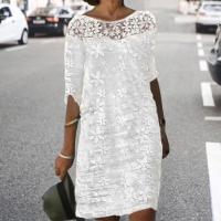 Vestido de playa elegante para Mujer, minivestido Vintage de verano con bordado de flores y costuras de encaje blanco, ropa de calle por debajo de la rodilla - details 5