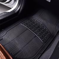 Alfombras de goma para coche Negro, Alfombra Recortable, Juegos Alfombrillas de Goma de 4 piezas para Coche. Universal, resistente al uso y antideslizante. Se puede cortar a medida. 2 Delanteras y 2 traseras. - details 1