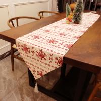 Camino de mesa navideño, decoración de Mantel para el hogar, copo de nieve rojo, muñeco de nieve para fiesta de Navidad, 1 unidad - details 0