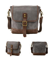 Bolso cruzado de cuero y lona con cera al óleo para hombre, bandolera estilo militar Vintage, informal, de viaje, Unisex, 2020 - details 6