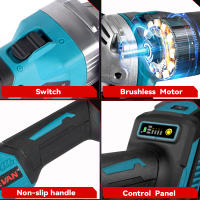 ONEVAN-amoladora angular eléctrica sin escobillas, 125MM, 3000W, 6 engranajes, cortador de pulido, herramienta eléctrica de madera y Metal para Pin de batería Makita de 18V - details 5