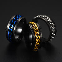 Anillo giratorio de 8mm a la moda para hombres y mujeres cadena cubana de acero inoxidable Spinner banda antiestrés anillos de ansiedad regalos de joyería - details 13