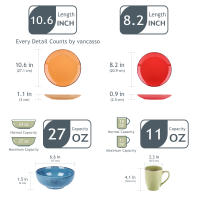 Vancasso Navia-vajilla de cerámica de color Tropical, juego de 16 piezas con plato de cena, plato de postre, tazón de 800ml, juego de tazas y vajilla - details 1