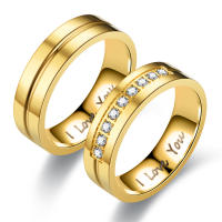 Anillos de compromiso de pareja de acero inoxidable a la moda para mujeres y hombres, anillo de cristal I LOVE YOU, regalo de joyería de boda 2024 - details 0