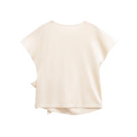 New Women Round Neck Short Sleeve Soft Knotted T Shirt Solid Casual Summer Tops - details 3