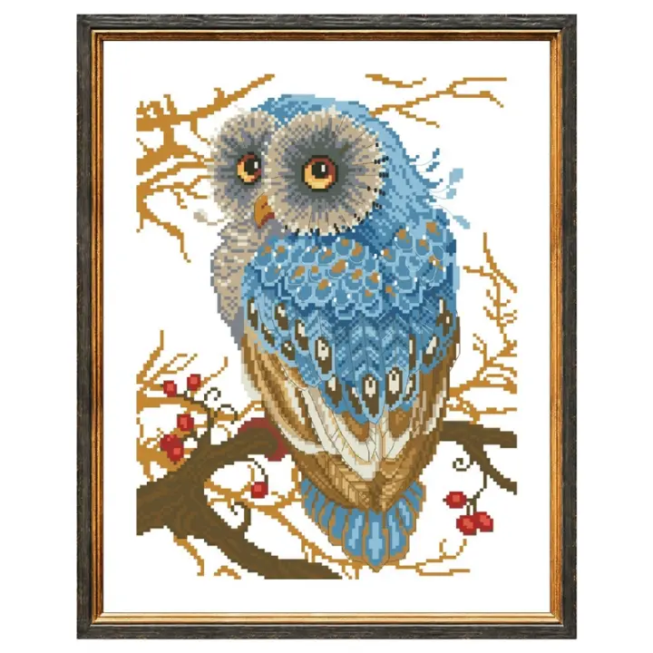 Kits de paquete de punto de cruz Blue bird in the forest, lienzo sin imprimir, hilo de algodón, bordado, costura hecha a mano, bricolaje, 18CT, 14ct, 11CT - 1