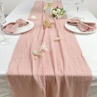 Servilletas de boda de algodón de gasa, 10 Uds., 32x32cm, reutilizables, con adorno verde, toalla de té, servilletas rústicas Retro con rebabas para decoración de mesa de fiesta - details 0