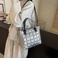 Bolso de hombro cruzado acolchado de algodón para mujer y niña, bolsa de mensajero de gran capacidad, a la moda, Color sólido - details 10
