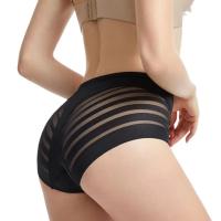 Tela de malla transparente sin costuras con cintura para mujer, ropa moldeadora de control abdominal de alta elasticidad, ropa interior de seda congelada, - details 3