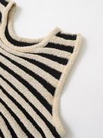 Vestidos de punto a rayas sin mangas con cuello redondo para mujer Primavera Verano 2025 vestido informal ajustado por debajo de la rodilla para mujer - details 4