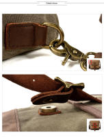 Bolso cruzado de cuero y lona con cera al óleo para hombre, bandolera estilo militar Vintage, informal, de viaje, Unisex, 2020 - details 8