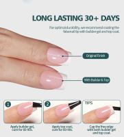 Nailpop150 Uds. Puntas de uñas postizas cuadradas cortas de almendra francesa, extensión de Gel acrílico premoldeado rosa, uñas postizas - details 5