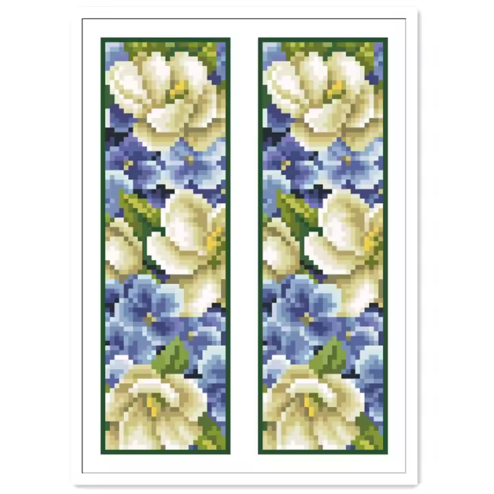 Patrones de Magnolia en ambos lados, marcapáginas, kit de punto de cruz, tejido de plástico, costura, bordado, artesanía, 18CT, 14ct - 1