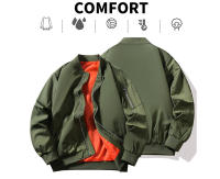 Spring Autumn Men's Bomber Jackets Fashion Men Zipper Pilot Windbreaker Baseball Coats Clothing - details 1
