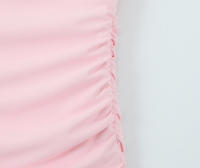 Vestido Sexy elegante rosa Pastel fruncido sin tirantes con hombros descubiertos Vestidos de fiesta con cremallera lateral Vestidos por debajo de la rodilla - details 4