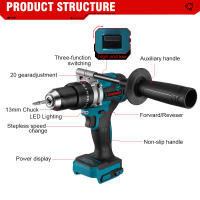 Taladro percutor eléctrico sin escobillas ONEVAN de 1500W y 650NM, destornillador inalámbrico para placas, suelo y madera, herramienta de trabajo para batería Makita, juego de pines. - details 1