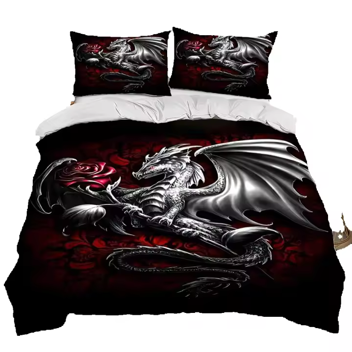 Funda nórdica con dibujos de dragón, juego de cama tamaño King y Queen, regalo para niños y adultos - 1