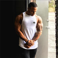 Men Casual Sport Cotton Tank Tops Summer Breathable Sleeveless 0-Neck Solid Print Loose T-Shirts Gym Bodybuilding Fitness Vests - details 16