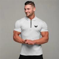 European and American style Fashion Zip Print Polo Tees Mens Cotton Slim Polo Shirts with Short Sleeve Fitness Polo T-Shirt - details 9
