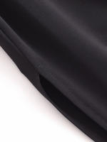 High Street Women Side Ruched Hem Slit Sleeveless Asymmetric Long Dress Black Sexy Maxi Vestidos - details 15