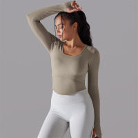 Camiseta de Yoga Sin Costuras para Mujer Deporte Top Largo Manga Larga Ropa de Gimnasio Camiseta de Correr para Entrenamiento Activo Vestimenta Ajustada Material Exterior Poliéster Temporada Primavera/Verano - details 31