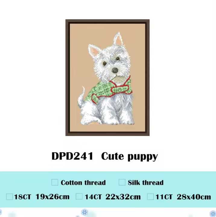 Kit de punto de cruz para cachorros, bordado de lienzo de lino, diseño de patrón de perro, lindo, 18CT, 14ct, 11CT, costura DIY - 1