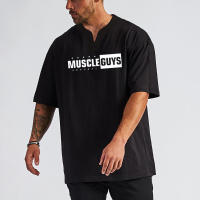 New Summer Cotton Short Sleeve T-shirt Men Running Shirts Gym Fitness Loose Plus Size T Shirts Man Casual Fashion V-neck Tops - details 4