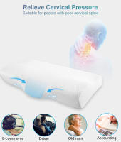 Almohada ortopédica de espuma viscoelástica de 60x35cm, almohadas suaves de rebote lento con memoria, forma de mariposa, relaja el Cervical para adultos - details 1