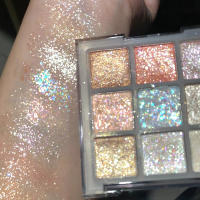 Paleta de Sombras de Ojos Brillantes de 9 Colores Destacado de Tónico Frio Champán Pink Pearly - details 1