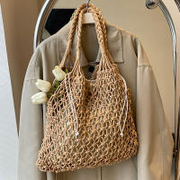 Bolsos de ganchillo de moda para mujer, bolso de mano de playa de rafia, bolso de paja, bolso de hombro de punto bohemio - details 15