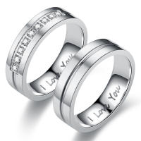 Anillos de compromiso de pareja de acero inoxidable a la moda para mujeres y hombres, anillo de cristal I LOVE YOU, regalo de joyería de boda 2024 - details 3