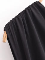 High Street Women Side Ruched Hem Slit Sleeveless Asymmetric Long Dress Black Sexy Maxi Vestidos - details 2