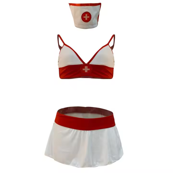 Cosplay enfermera lencería erótica moda uniforme Sexy ahueca hacia fuera traje lencería tentación ropa interior mono - 1