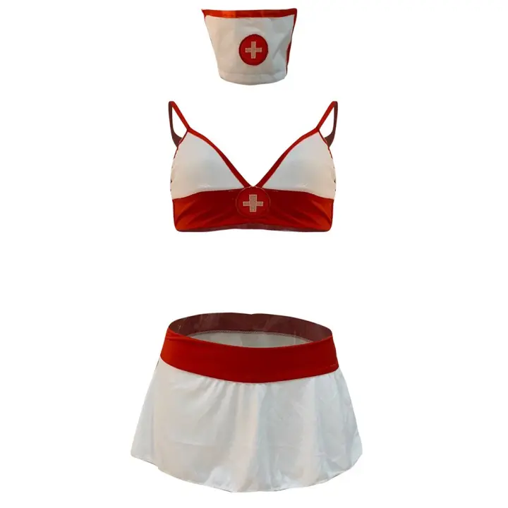 Cosplay enfermera lencería erótica moda uniforme Sexy ahueca hacia fuera traje lencería tentación ropa interior mono - 1