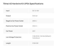 Kit de cableado duro 70mai 4G UP04 Módulo 4G LTE Control remoto Transmisión en vivo Alerta instantánea Vigilancia de estacionamiento 24H Detección de movimiento por IA - details 4