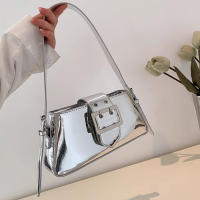 Bolso de mano de diseño de lujo para mujer, bolsa de hombro de marca con axila láser, plata, elegante, Asa superior, bolso de compras - details 11