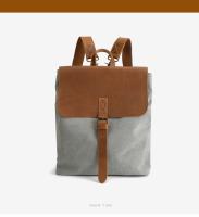 Mochila de viaje femenina retro de cuero de caballo loco estilo vintage con diseño de hombreras bolso de hombro de lona para mujeres - details 5
