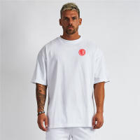 Gym Bodybuilding Fitness Mens Oversized Casual T Shirt Outdoor Hip Hop Streetwear Loose Short Sleeve Cotton Breathable T-shirt - details 8