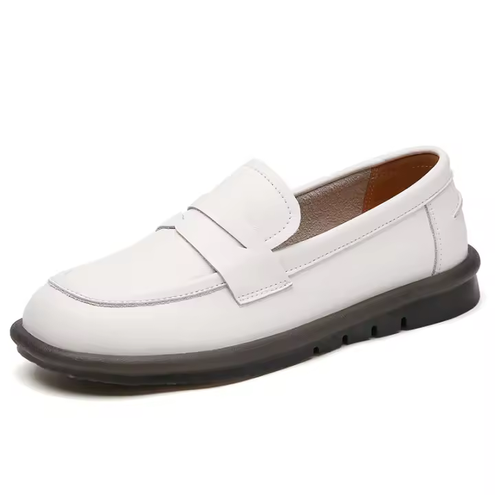 Zapatos de piel auténtica para mujer, mocasines informales de suela gruesa, estilo universitario, estilo británico - 1