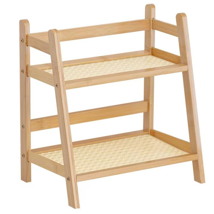 Estante de Almacenamiento de Madera Pulida Doble Capa para Cocina, Escritorio, Sala de Estar