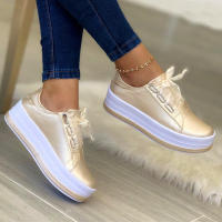 Women Sports Shoes Lady Vulcanized Shoes Outdoor Platform Shoes Female Casual PU Fashion Sneakers Women Wedge Flats - details 3